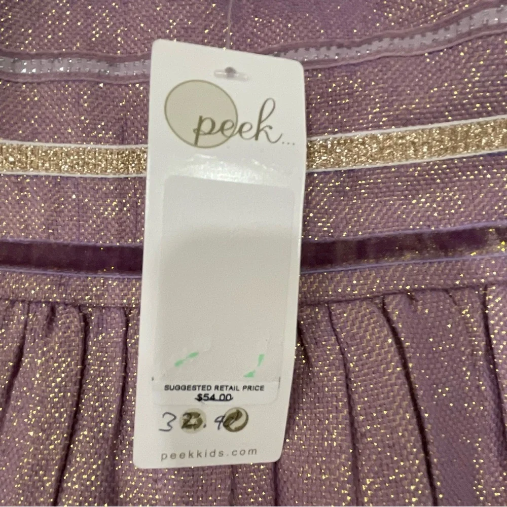 NWT Peek Girl’s Size 8 Dress Purple Gold Shimmer  Short Sleeves Metallic Easter